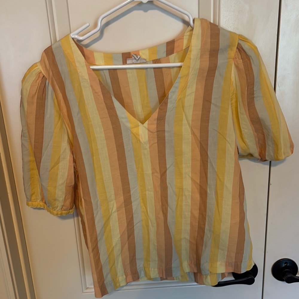 a.n.a Multicolor Striped V-Neck Blouse